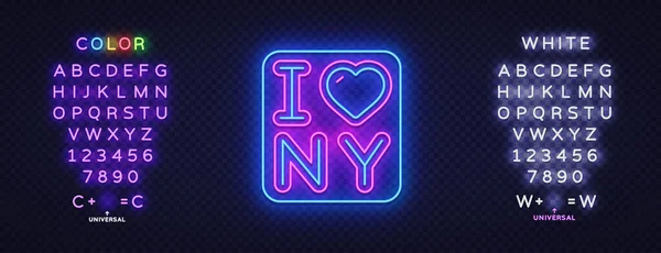 Adoro Neon Sign Nova Iorque Néon Nova Iorque Retrô Ótimo — Vetor de Stock