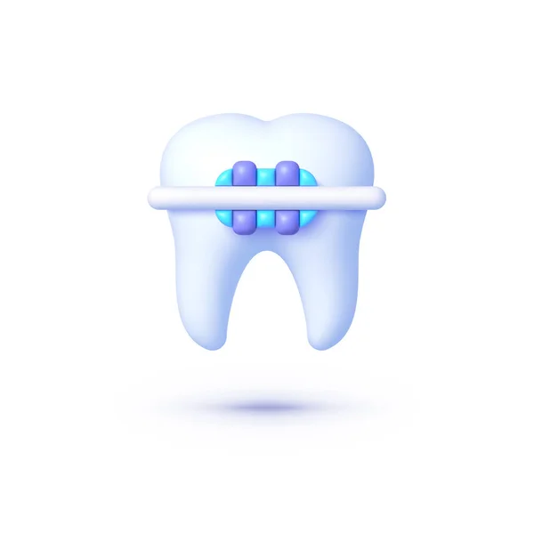Брекеты Зуб Отличный Дизайн Любых Целей Ортодонтическая Стоматология Изолированная Векторная — стоковый вектор