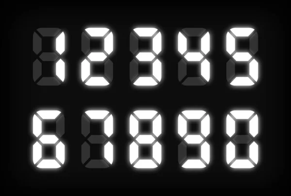 Números Electrónicos Blancos Sobre Fondo Negro Reloj Led Reloj Digital — Archivo Imágenes Vectoriales
