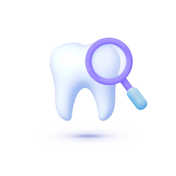 Lupa Dentes Fundo Branco Elemento Design Conceito Cuidados Saúde Oral — Vetor de Stock