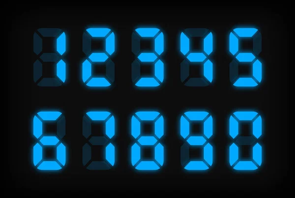 Blaue Digitale Zahlen Auf Hellem Hintergrund Elektronische Zahlen Lichtgrüne Digitale — Stockvektor