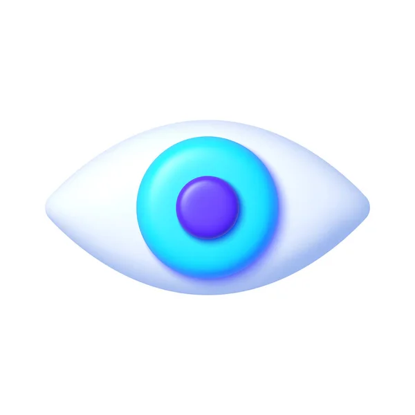 白い背景の目3D アプリアイコン ベクトルレンダリングイラスト — ストックベクタ