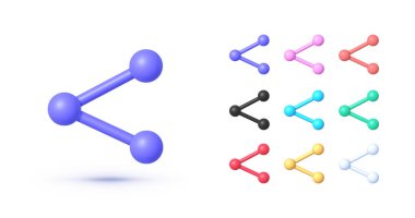 Simge 3D 'yi paylaş. Sosyal medya uygulama simgesi seti. Küresel iletişim ağı. Vektör illüstrasyon tasarımı. 