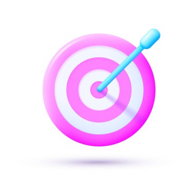 Pazarlama tasarımı için gerçekçi hedefler 3D simgesi. Vektör illüstrasyonu.