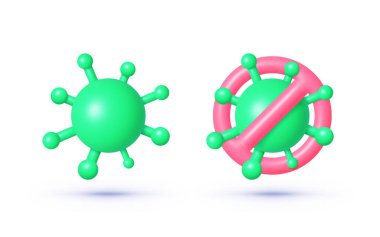 Virüs ikonu 3D, her amaç için harika tasarım. Vektör illüstrasyonu.