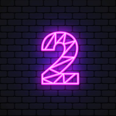 Afiş tasarımı için siyah arka planda iki neon numara. Vektör illüstrasyonu.