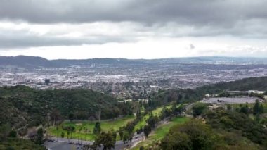 Aerial view of Burbank, CA, from Verdugo Mountains - time lapse video, 4k