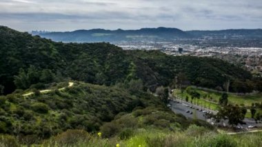 View of Burbank, Los Angeles, Glendale and the Santa Monica Mountains from Verdugo Mountains in Southern California