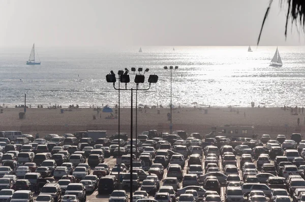 Condado Los Angeles Califórnia Eua Janeiro 2015 Estacionamento Lotado Praia — Fotografia de Stock