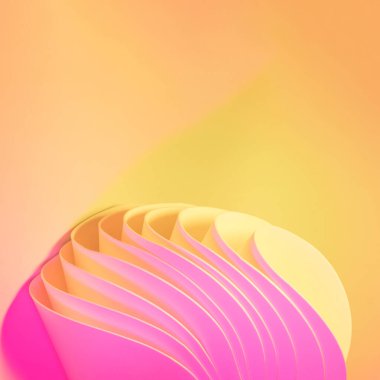 Magenta and yellow abstract dynamic 3D background. Summer colors layers template
