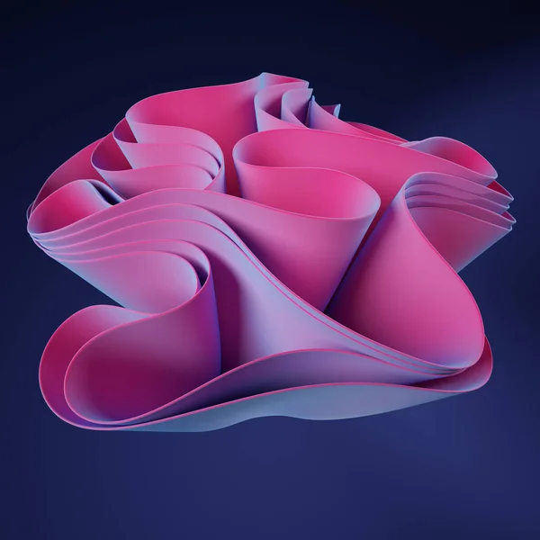 要旨ピンクと青のネオングラデーションの波状 未来的な3Dレンダリングの背景 ロイヤリティフリーのストック写真