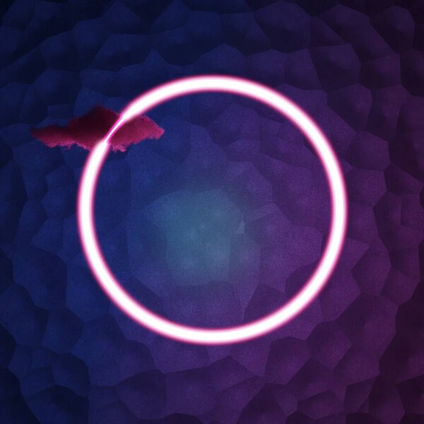 Circular neon tube frame with pink illumination and dark textured background. Futuristic dark copy space — Stock Image Circular Neon Tube Frame Pink Illumination Dark Textured Background Futuristic Royalty Free Stock Images