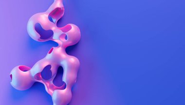 Neon renkli soyut neon metalik şekil. Fütürist 3B, geniş duvar kağıdı
