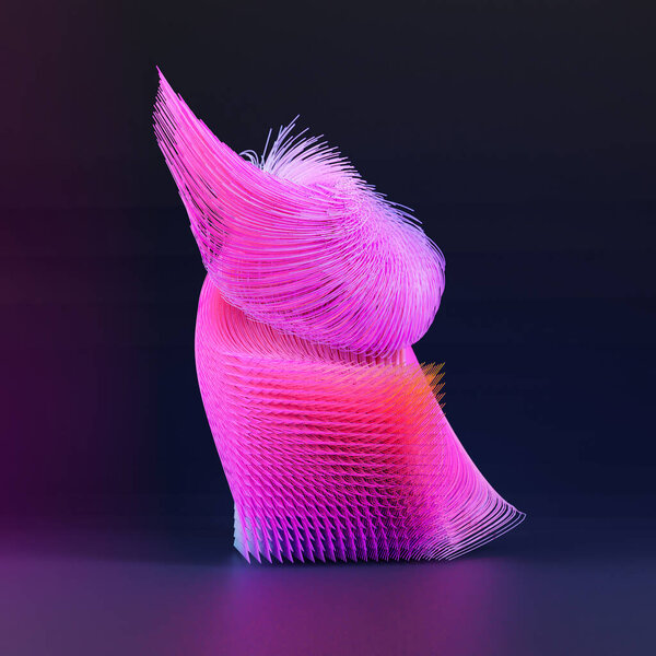 3D abstract shape with pink lines. Futuristic artistic render background — Stock Image Abstract Shape Pink Lines Futuristic Artistic Render Background Royalty Free Stock Photos