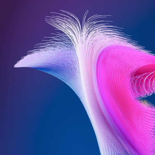 Neon abstract shape with curve lines against gradient blue background. Futuristic cyber 3D render — Stock Image Neon Abstract Shape Curve Lines Gradient Blue Background Futuristic Cyber Stock Image