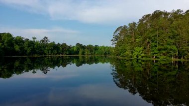 Yaz başında, sıcak bir günde Güney Carolina 'da bir değirmen göletinde drone klibi.