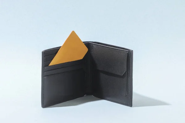 Skórzany Portfel Tle Złota Kredytowego — Zdjęcie stockowe