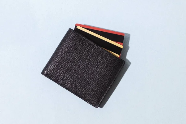 Bőrpénztárca Háttérben Hitelkártya Nélkül — Stock Fotó