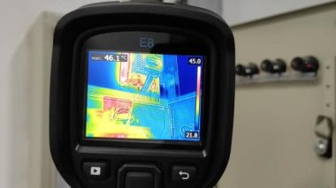 Thermal imager. Checking heat loss. Industrial equipment. Temperature control