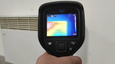 Thermal imager. Checking heat loss. Industrial equipment. Temperature control