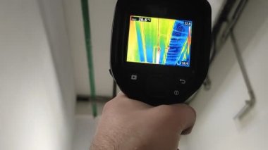 Thermal imager. Checking heat loss. Industrial equipment. Temperature control