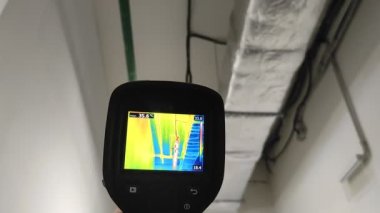 Termal görüntüleyici. Isı kaybını kontrol ediyorum. Endüstriyel ekipman Sıcaklık denetimi
