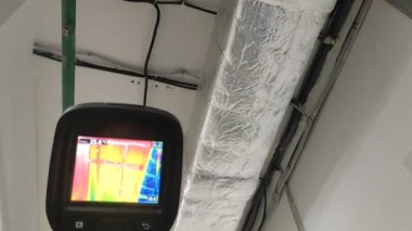 Thermal imager. Checking heat loss. Industrial equipment. Temperature control