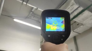 Thermal imager. Checking heat loss. Industrial equipment. Temperature control