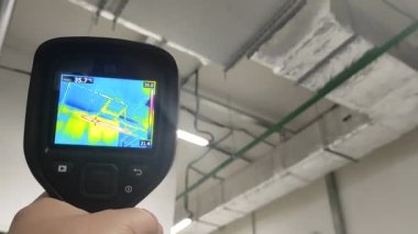 Thermal imager. Checking heat loss. Industrial equipment. Temperature control