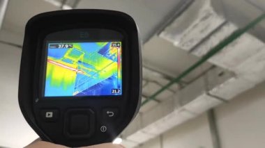 Thermal imager. Checking heat loss. Industrial equipment. Temperature control