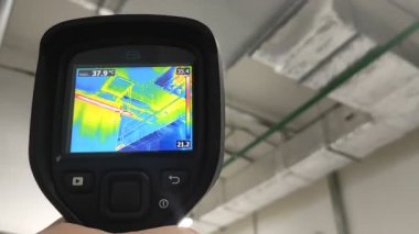 Thermal imager. Checking heat loss. Industrial equipment. Temperature control