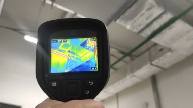 Thermal imager. Checking heat loss. Industrial equipment. Temperature control