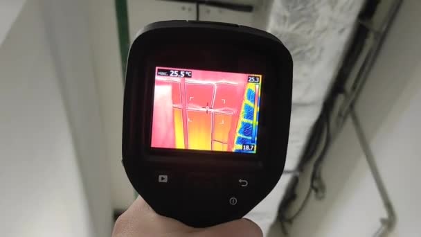 Imagen Térmica Comprobando Pérdida Calor Equipo Industrial Control Temperatura — Vídeos de Stock