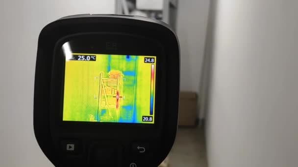 Thermal Imager Checking Heat Loss Industrial Equipment Temperature Control — ストック動画