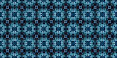 Kare mozaik pürüzsüz desen. Kaleydoskop desenli altın ve mavi. yatay doku