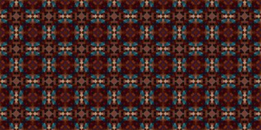 Kare mozaik pürüzsüz desen. Kaleydoskop desenli altın ve mavi. yatay doku