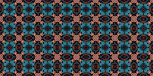 Quadratische Mosaik Nahtlose Muster Kaleidoskopmuster Gold Und Blau Horizontale Struktur — Stockfoto