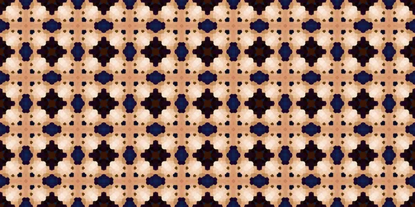 Vierkant Mozaïek Naadloos Patroon Kaleidoscoop Patroon Goud Blauw Horizontale Textuur — Stockfoto