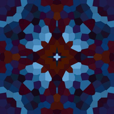 Kare mozaik pürüzsüz desen. Kaleydoskop desenli altın ve mavi.