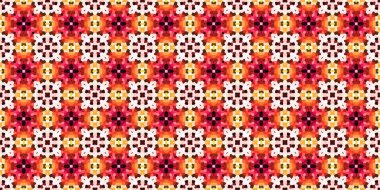 Kusursuz kare mozaik desen. Soyut kaleydoskop arkaplanı. Yatay doku