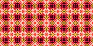 Kusursuz kare mozaik desen. Soyut kaleydoskop arkaplanı. Yatay doku