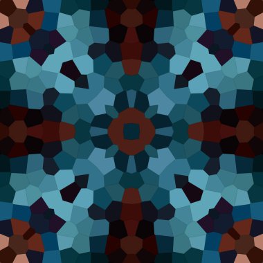 Kare mozaik pürüzsüz desen. Kaleydoskop desenli altın ve mavi.