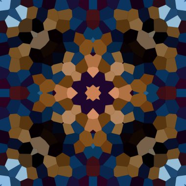 Kare mozaik pürüzsüz desen. Kaleydoskop desenli altın ve mavi.