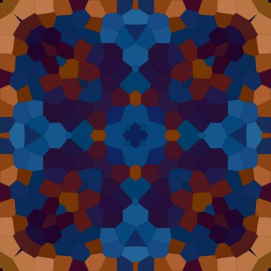 Kare mozaik pürüzsüz desen. Kaleydoskop desenli altın ve mavi.