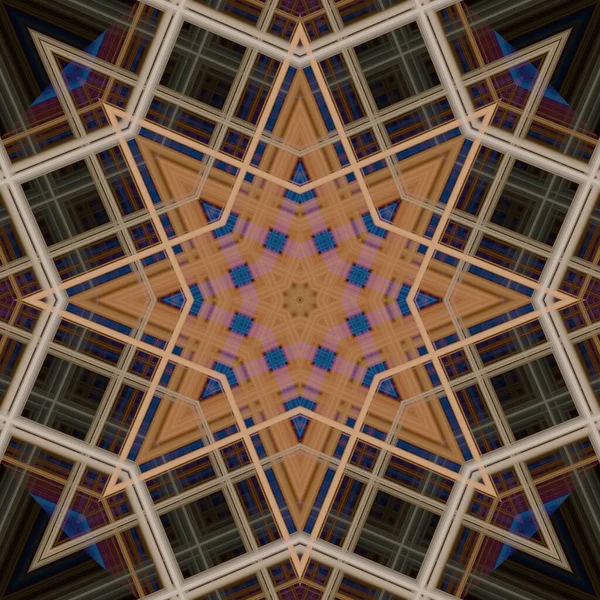 Star Nahtlose Muster Strichmuster Kaleidoskopischer Hintergrund Stockbild
