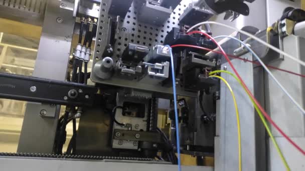 Robô Para Fabricação Fiação Elétrica Automotiva Mecanismos São Robóticos — Vídeo de Stock
