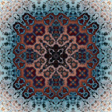 Kusursuz soyut kare deseni. Modern sanatta alkol mürekkebi. Mandala