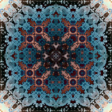 Kusursuz soyut kare deseni. Modern sanatta alkol mürekkebi. Mandala