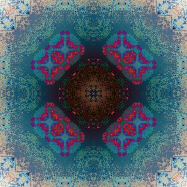 Kusursuz soyut kare deseni. Modern sanatta alkol mürekkebi. Mandala