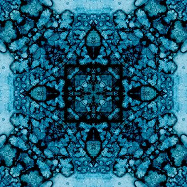 Kusursuz soyut kare deseni. Modern sanatta alkol mürekkebi. Mandala